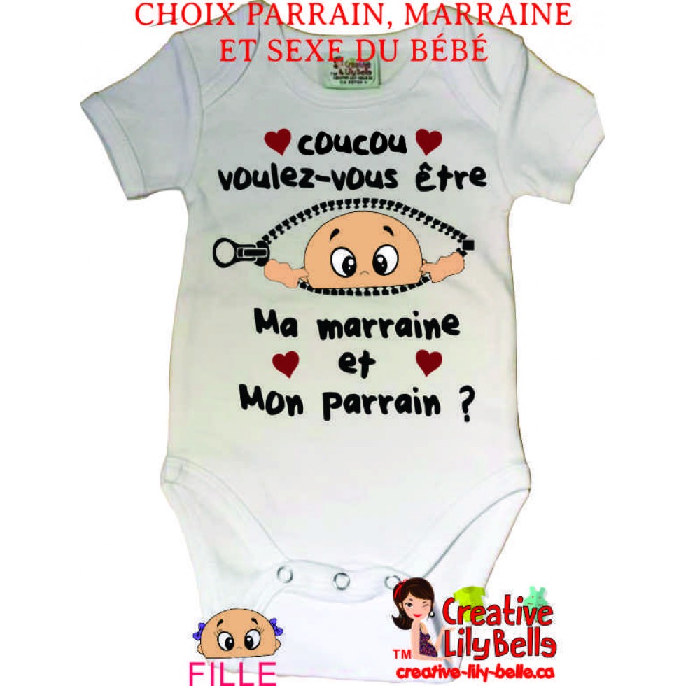 Body bébé ou tee-shirt personnalisable - Demande marraine - Tendance Cadeau